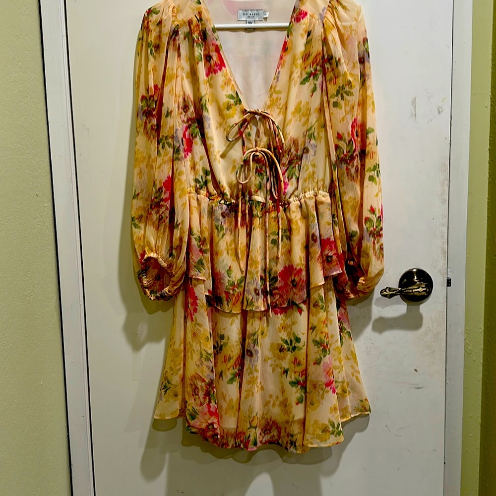 Ted baker yellow floral mini dress size 1